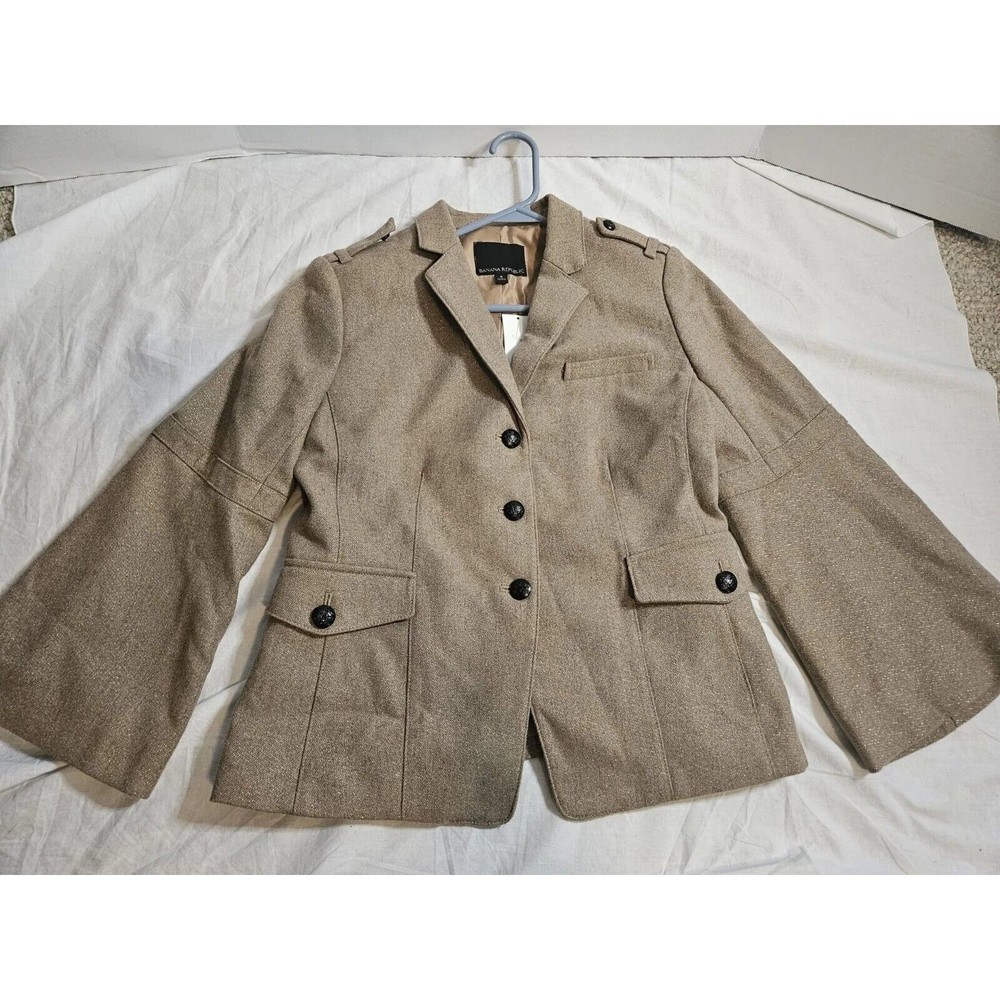 Banana Republic Taupe Military-Inspired Wool Blend Blazer